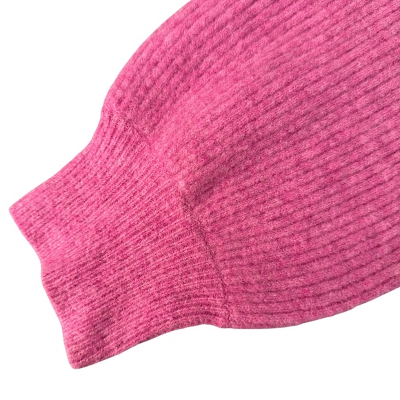 J. Crew Factory Pink Ribbed puff sleeve sweater in extra soft yarn Wool blend M - Picture 8 of 16
